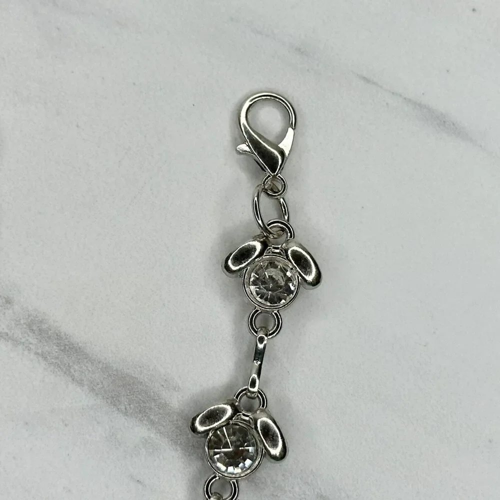 Y2K Rhinestone Flower Silver Chain Belt Extra Small/Small (XS/S) ✨